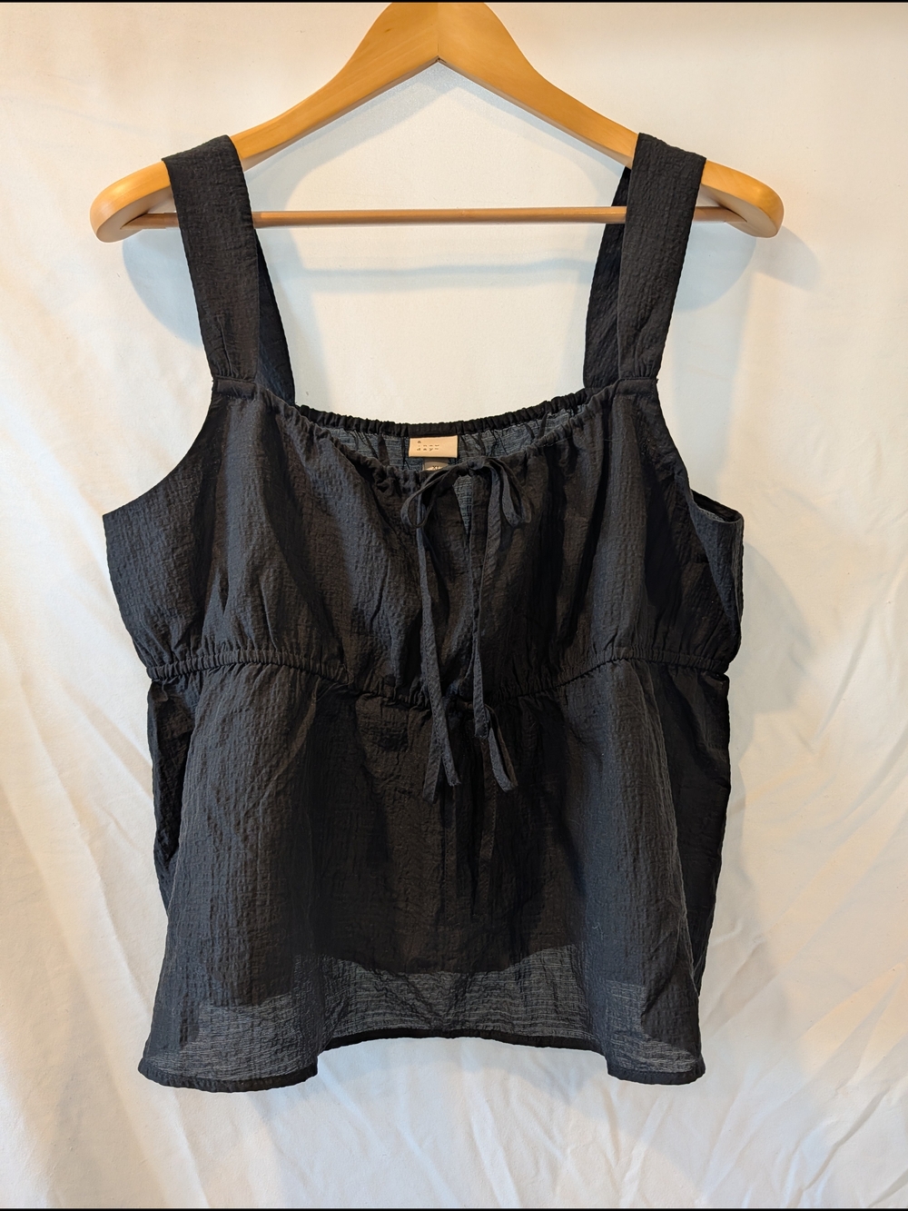 a new day Black Tie-Front Textured Camisole boho lightweight beachy